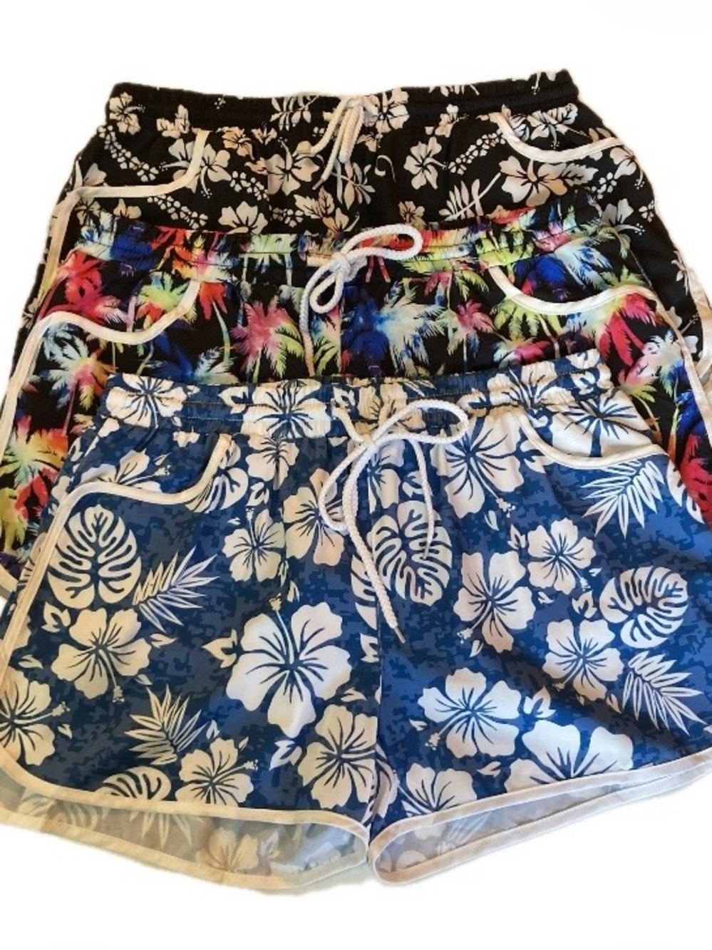 Lot of 3 Shorts Swim Board Cover Up Quick Dry Like New Floral Tropical Sz Med